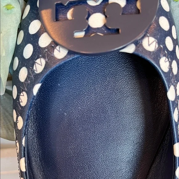 Tory Burch Minnie Travel Ballet with logo Napa leather Polka Dot Flats - Picture 6 of 16